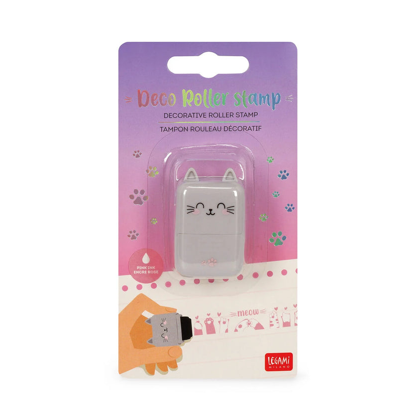Legami Decorative Roller Stamp - Deco - Kitty / Pink Ink