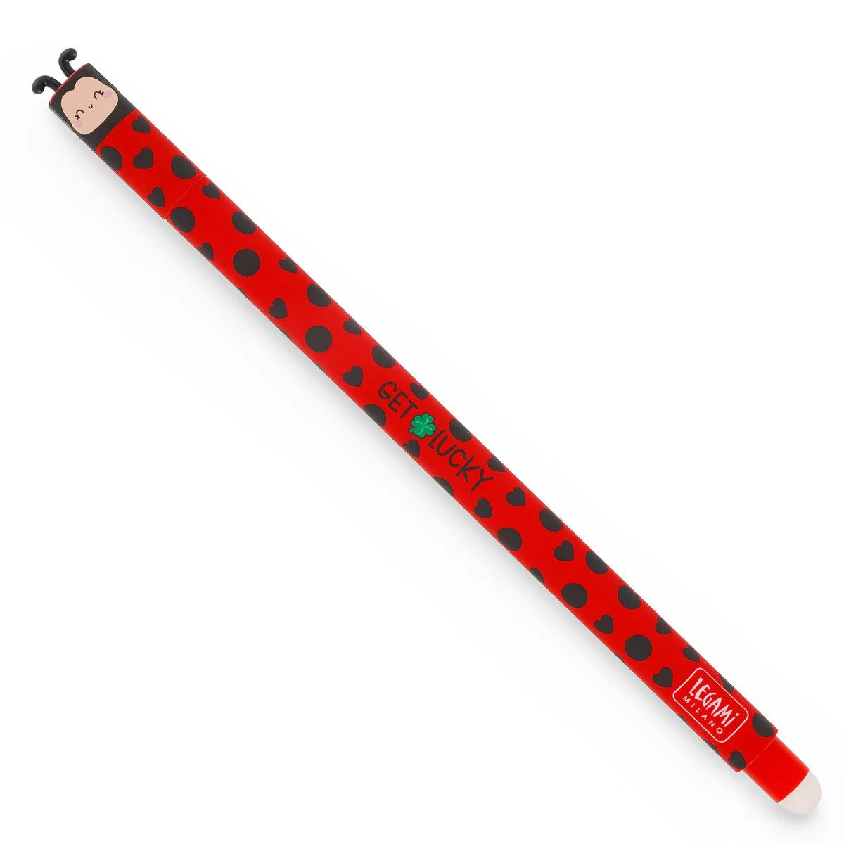 Legami Erasable Gel Pen 0.7mm Red Ink - Ladybug "Get Lucky"