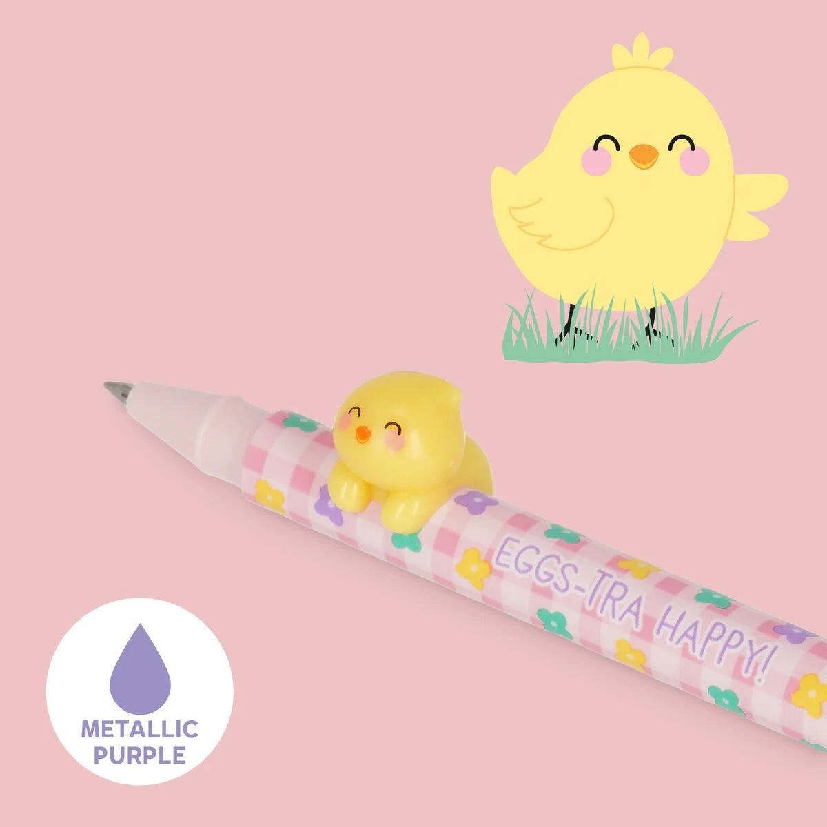 Legami Gel Pens Set Of 2pcs - Hoppy Easter Lovely Friends - Metallic Purple & Metallic Pink Ink
