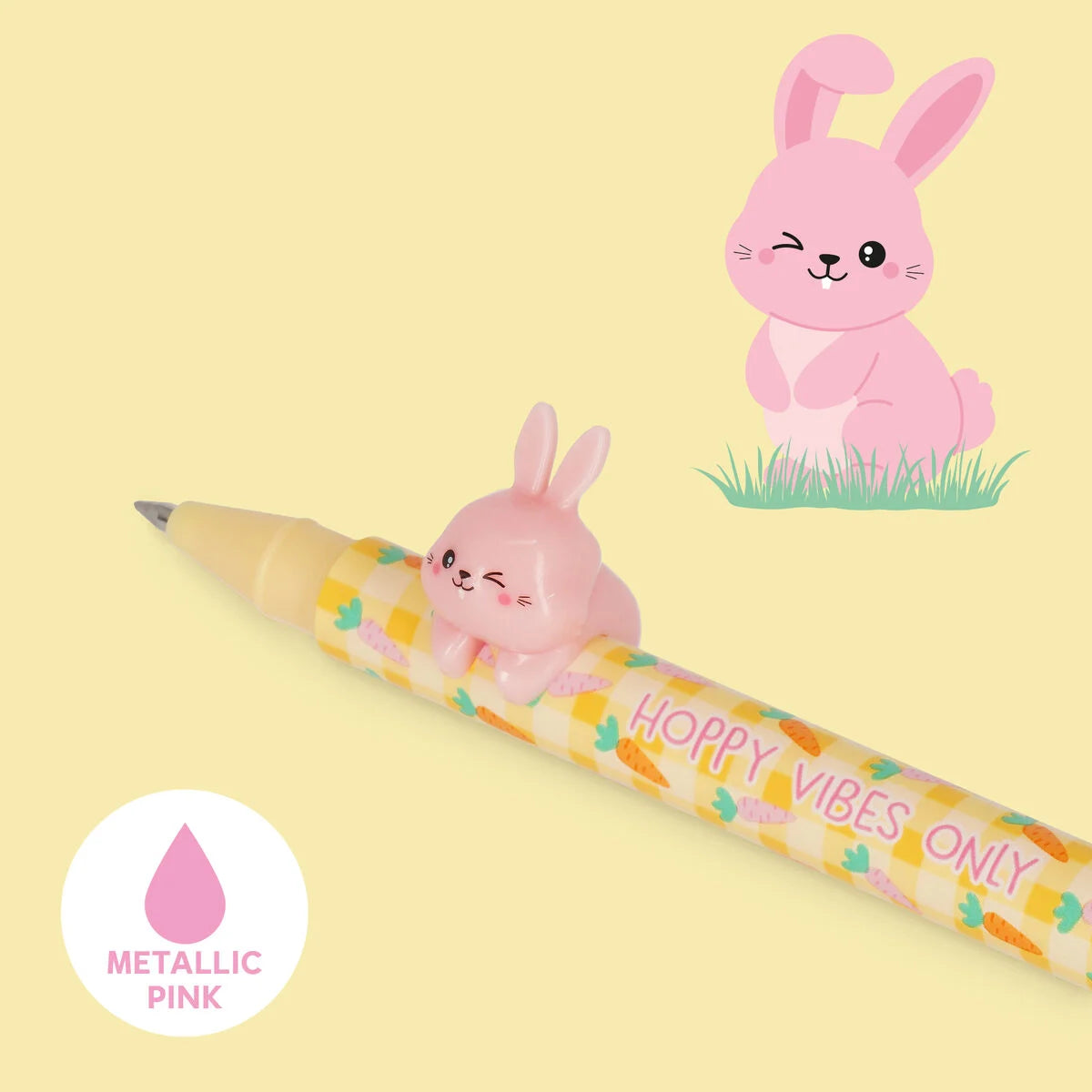 Legami Gel Pens Set Of 2pcs - Hoppy Easter Lovely Friends - Metallic Purple & Metallic Pink Ink