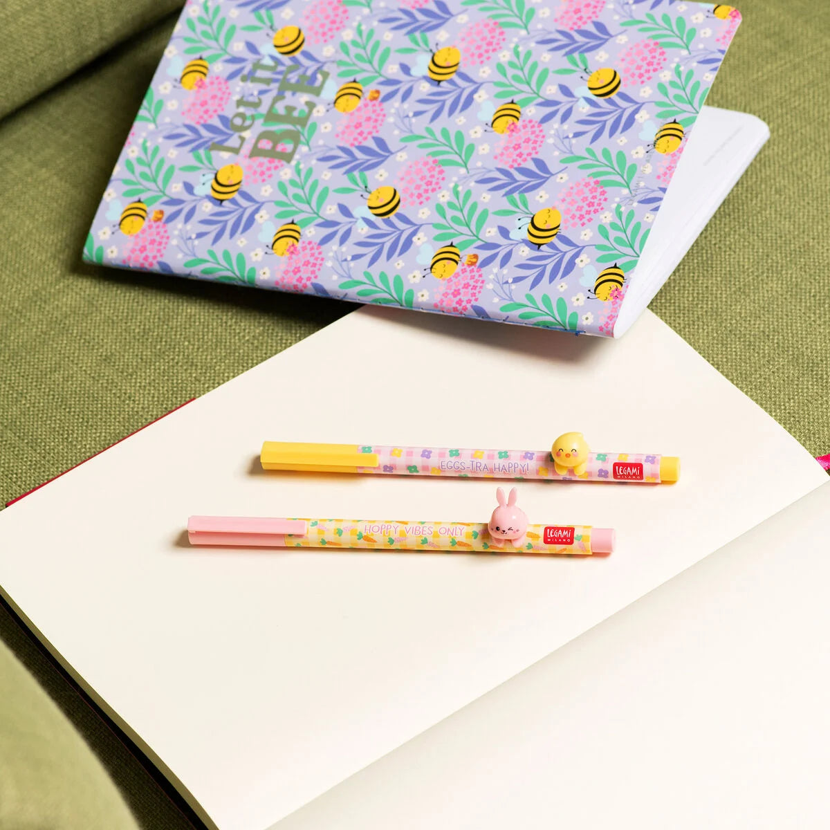 Legami Gel Pens Set Of 2pcs - Hoppy Easter Lovely Friends - Metallic Purple & Metallic Pink Ink