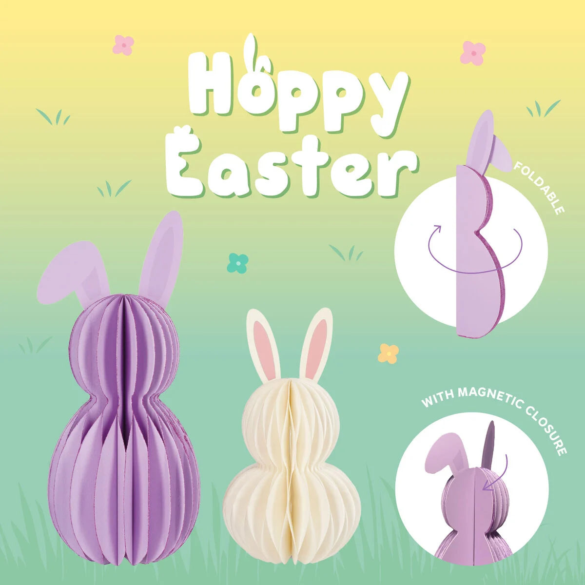 Legami Set Of 2 Foldable Paper Bunnies - Hoppy Easter