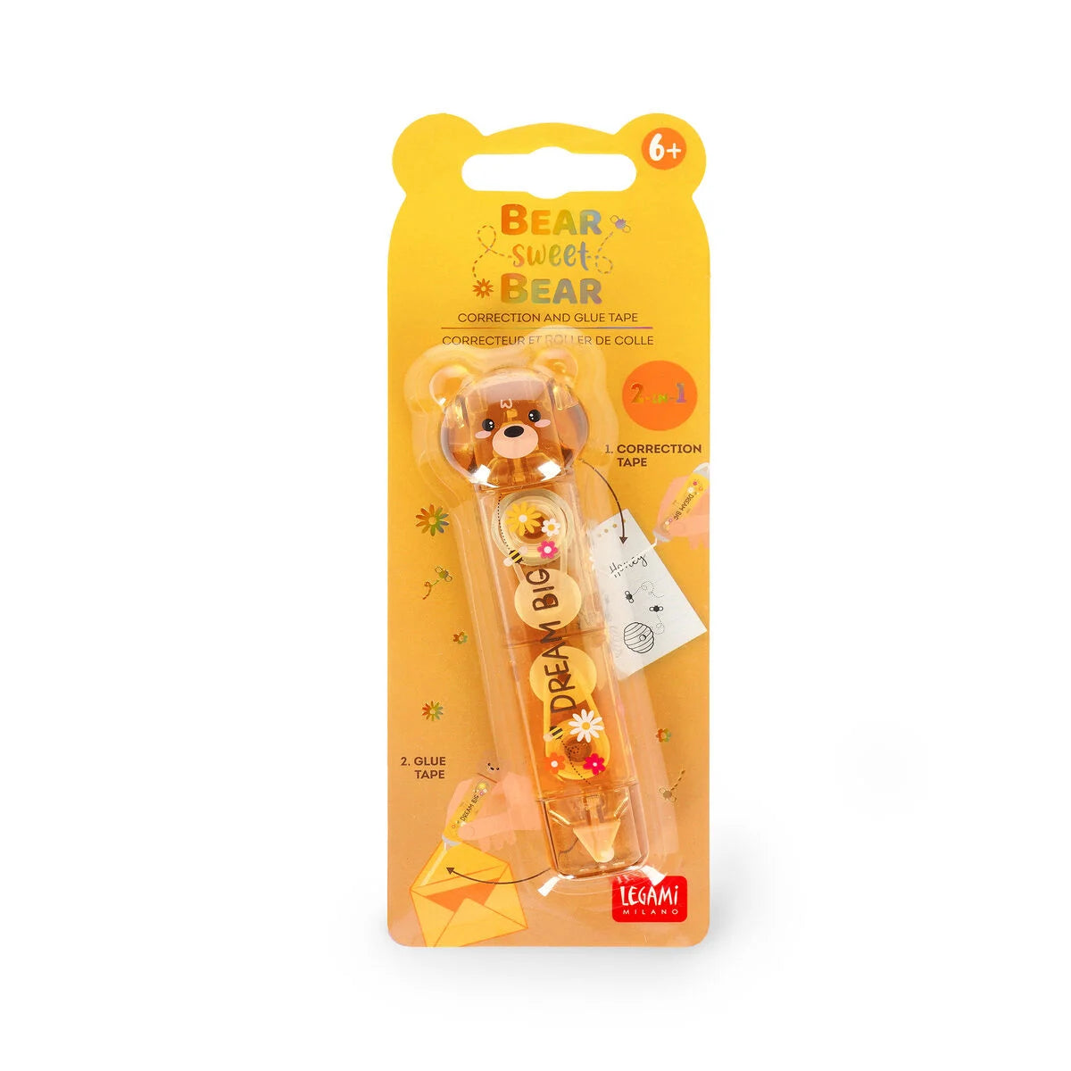 Legami 2-In-1 Correction & Glue Tape - Bear Sweet Bear - Teddy Bear