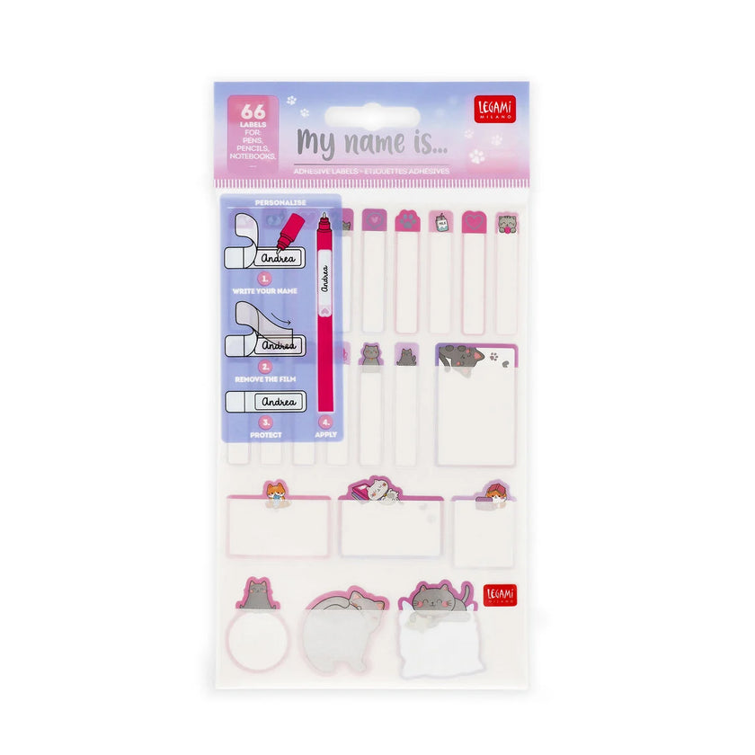 Legami Adhesive Labels With Protective Film - My Name Is... - Kitty