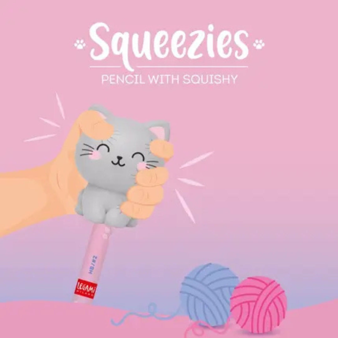 Legami Pencil With Squishy - Squeezies - Kitty / Meow