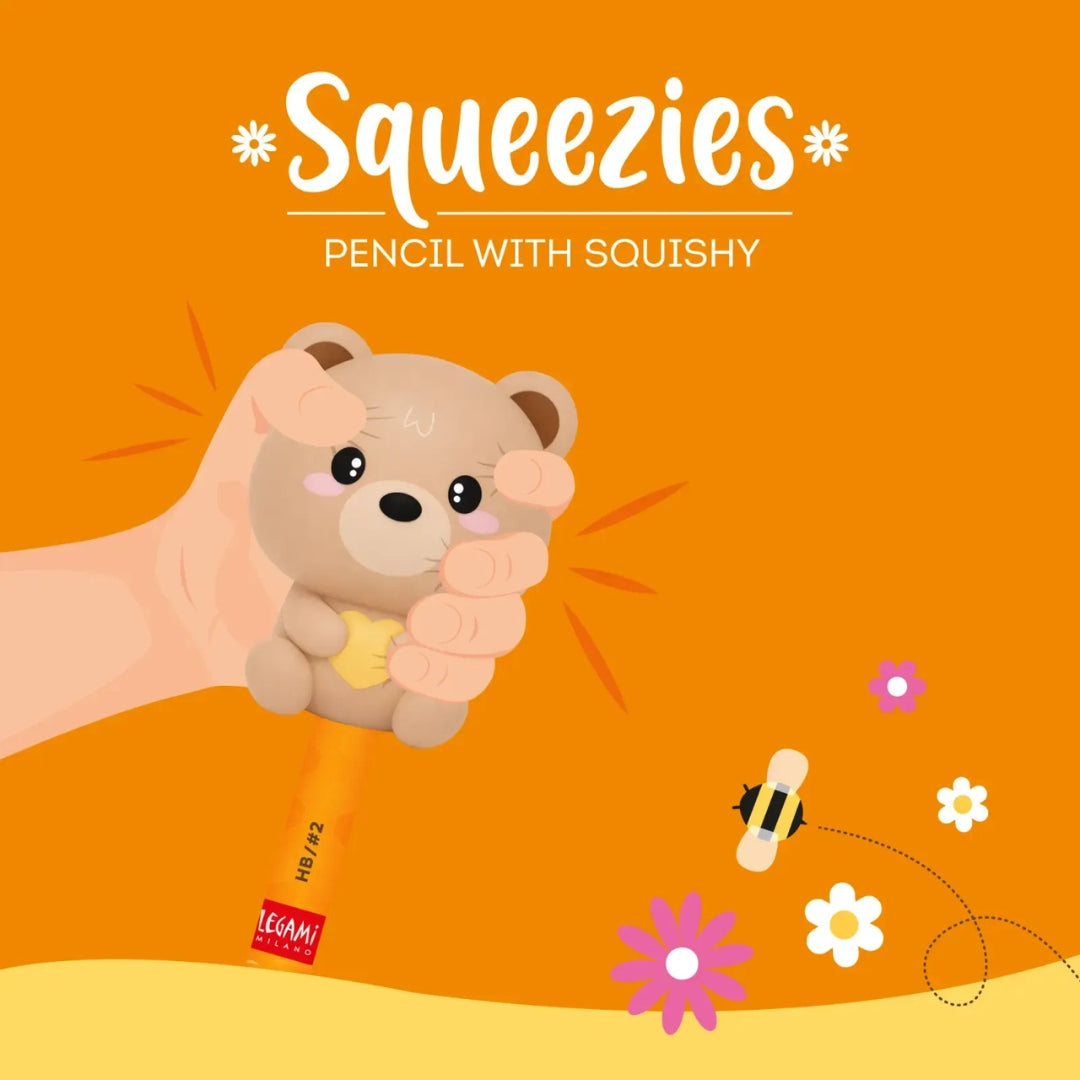 Legami Pencil With Squishy - Squeezies - Teddy Bear / Dream Big