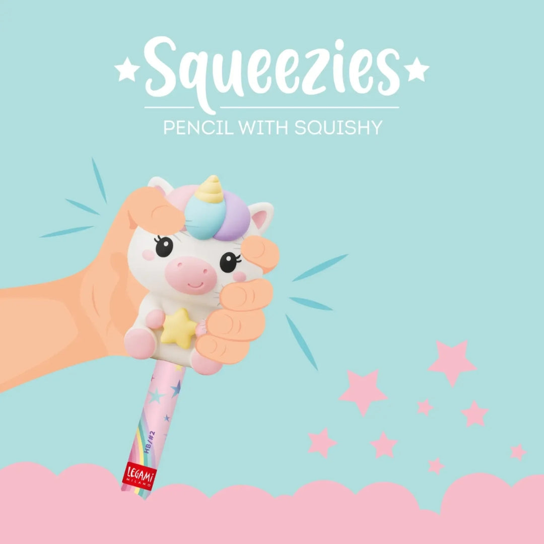 Legami Pencil With Squishy - Squeezies - Unicorn / Believe In Magic