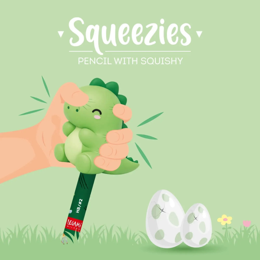 Legami Pencil With Squishy - Squeezies - Dino / Rooarr!