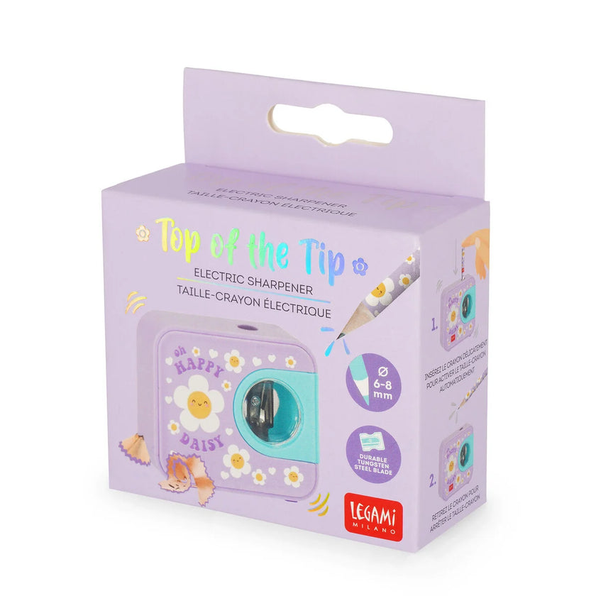 Legami Electric Pencil Sharpener - Top Of The Tip - Daisy