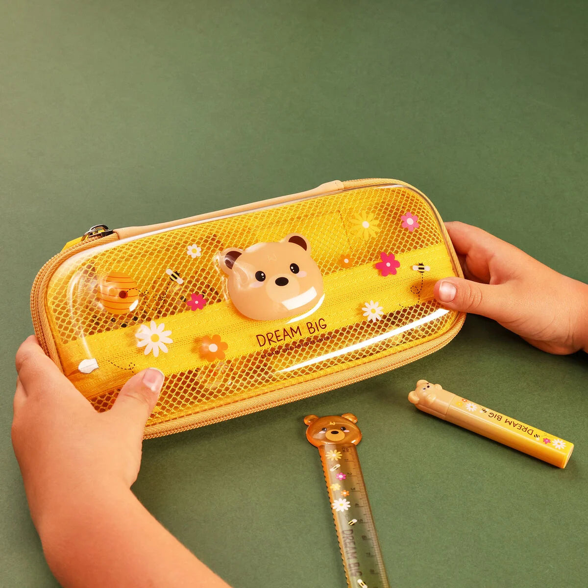 Legami Rigid Transparent Pencil Case - WonderWow - Teddy Bear