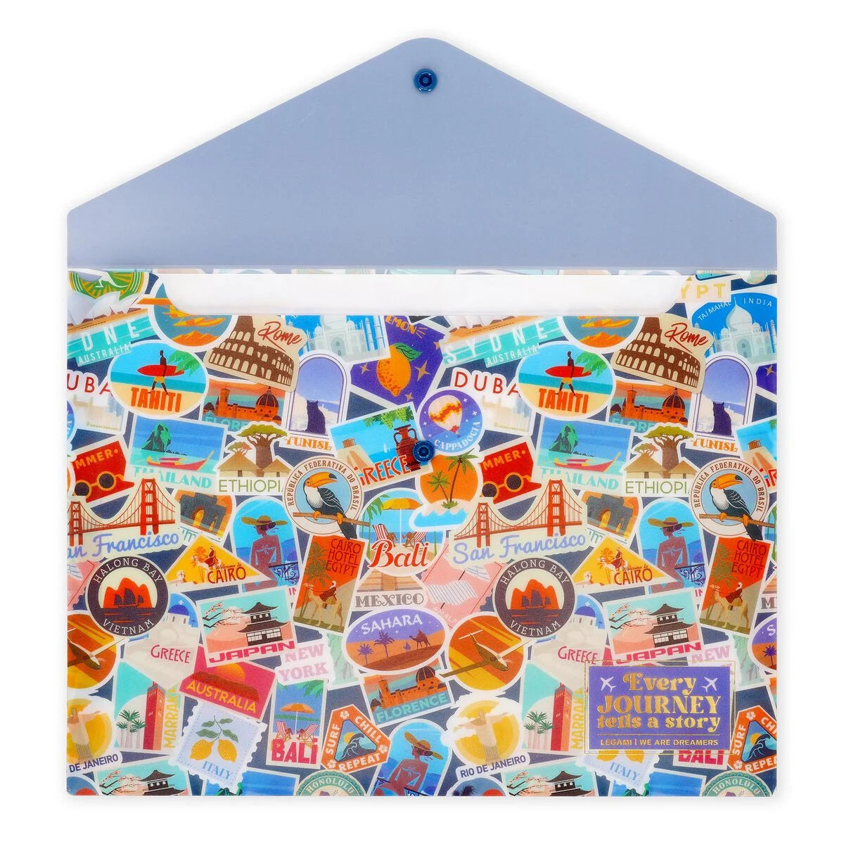 A4 Legami Document Folder - Fold & Order - Travel Stickers