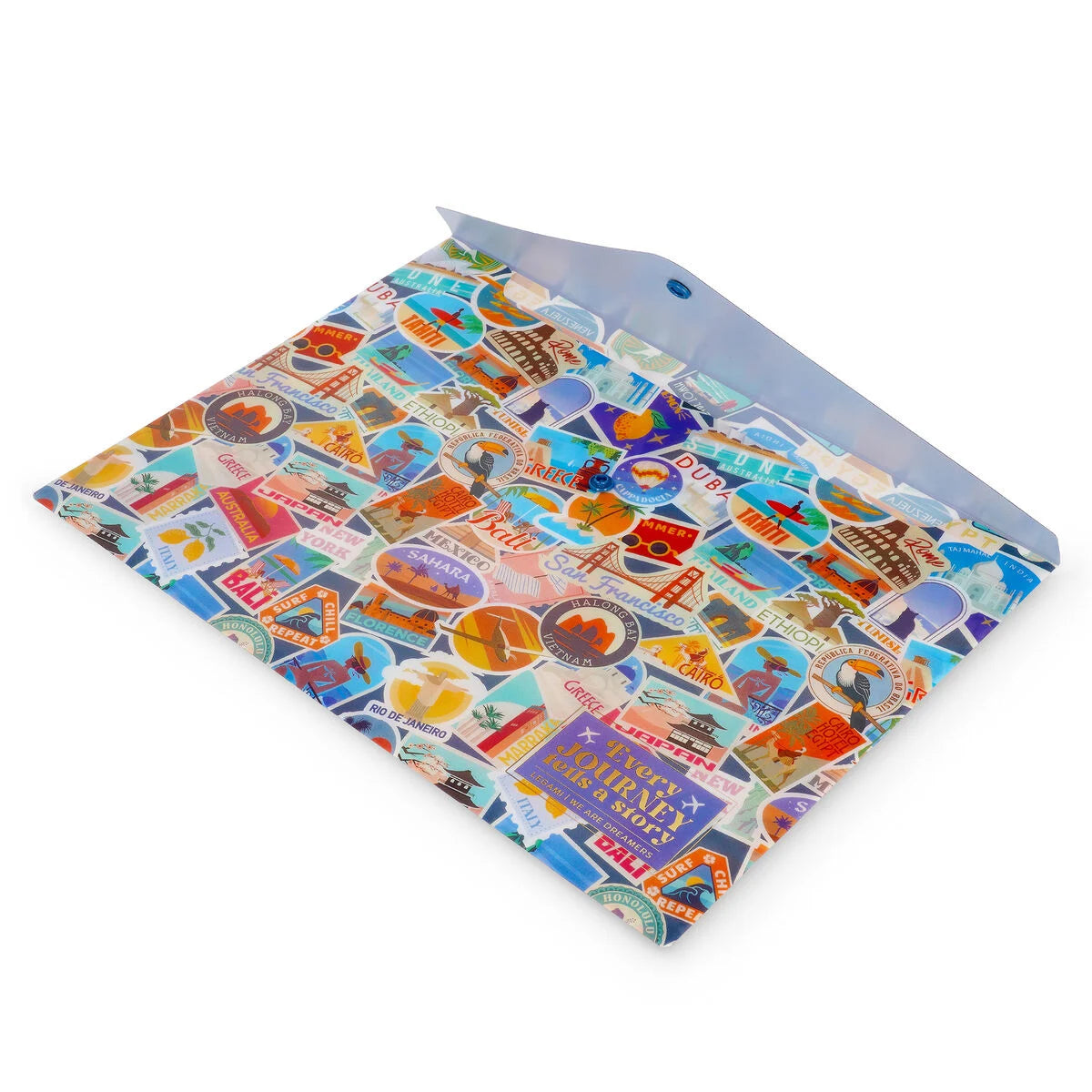A4 Legami Document Folder - Fold & Order - Travel Stickers