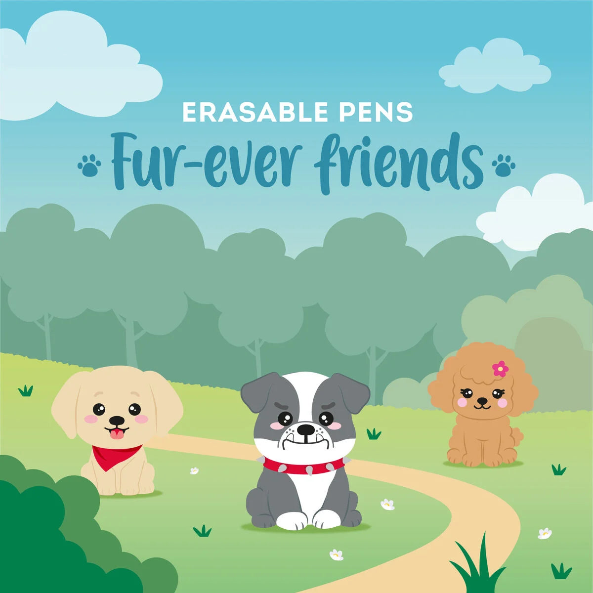 Legami Erasable Pens A Set Of 3pcs - Fur-Ever Friends