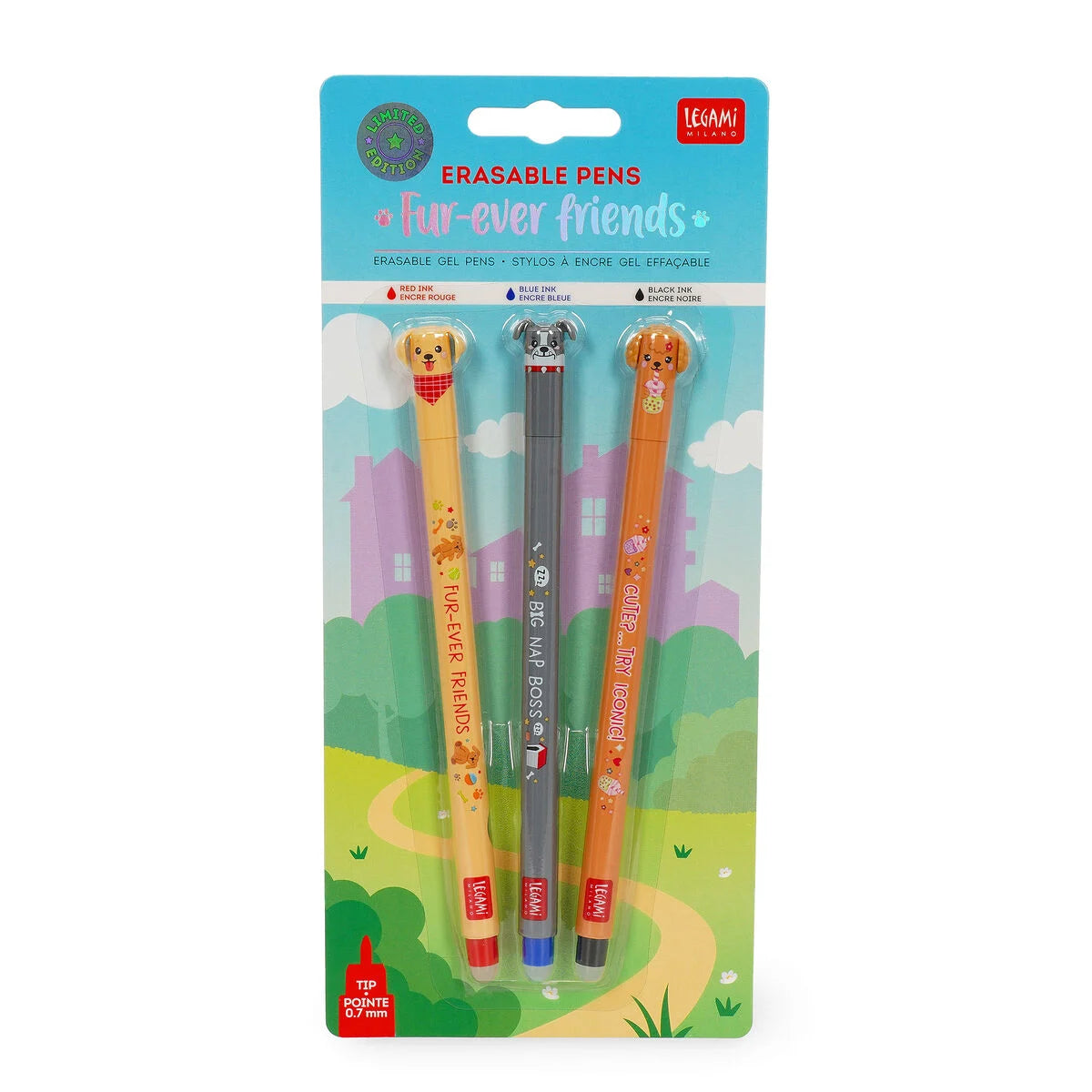 Legami Erasable Pens A Set Of 3pcs - Fur-Ever Friends