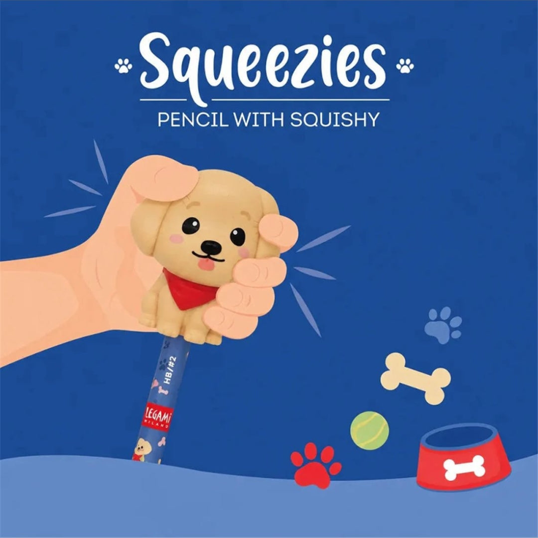 Legami Pencil With Squishy - Squeezies - Golden / Fur-Ever Friends