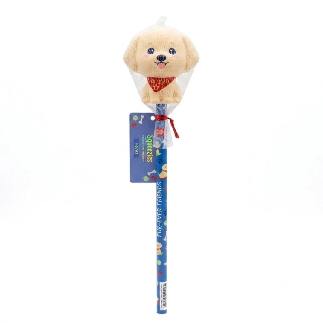 Legami Pencil With Squishy - Squeezies - Golden / Fur-Ever Friends