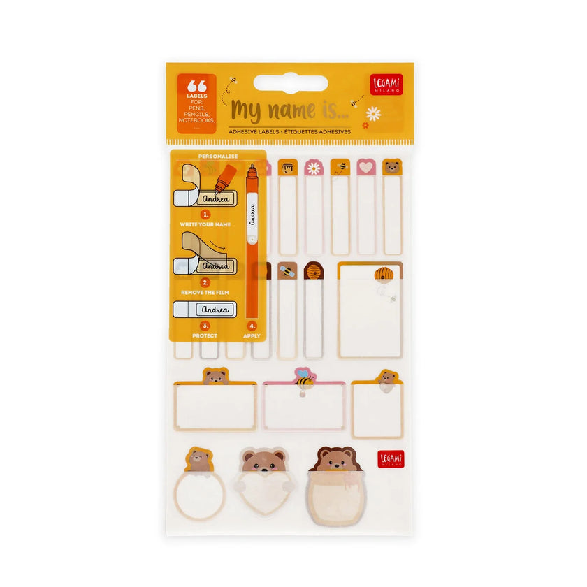 Legami Adhesive Labels With Protective Film - My Name Is... - Teddy Bear