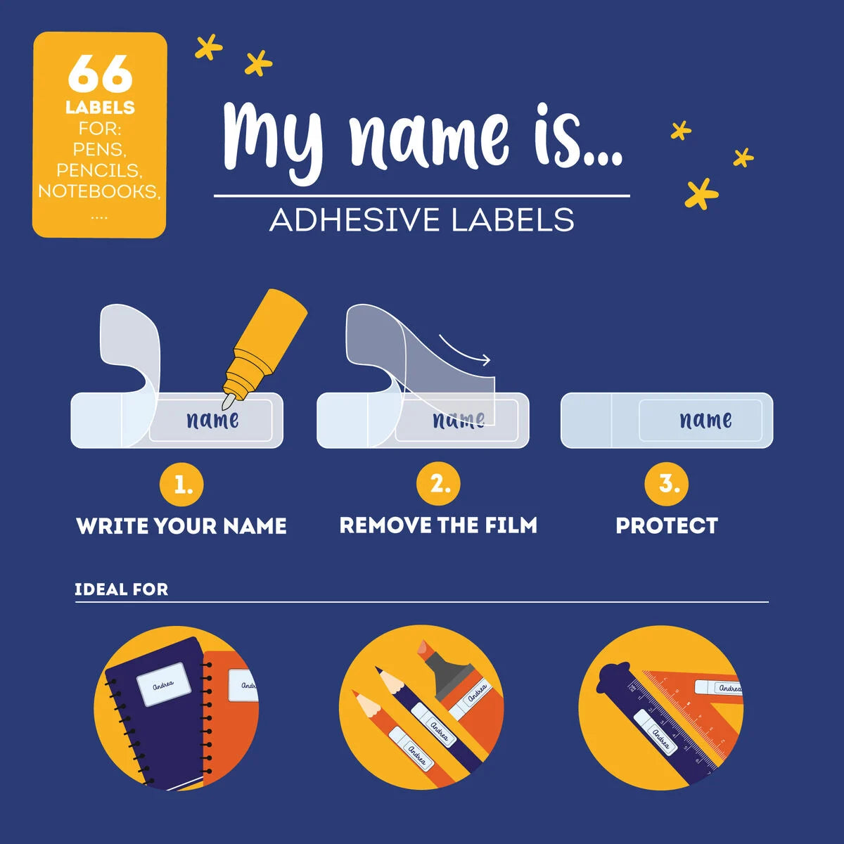 Legami Adhesive Labels With Protective Film - My Name Is... - Space
