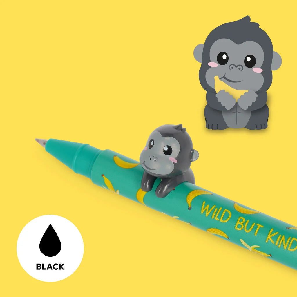 Legami Gel Pen 0.5mm Black Ink - Lovely Friends - Gorilla "Wild But Kind"