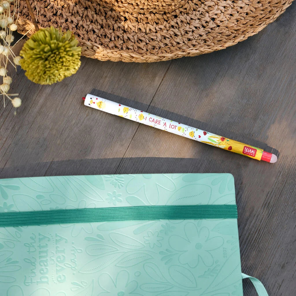 Legami Erasable Gel Pen 0.7mm Red Ink - Hen "I Care A Lot"