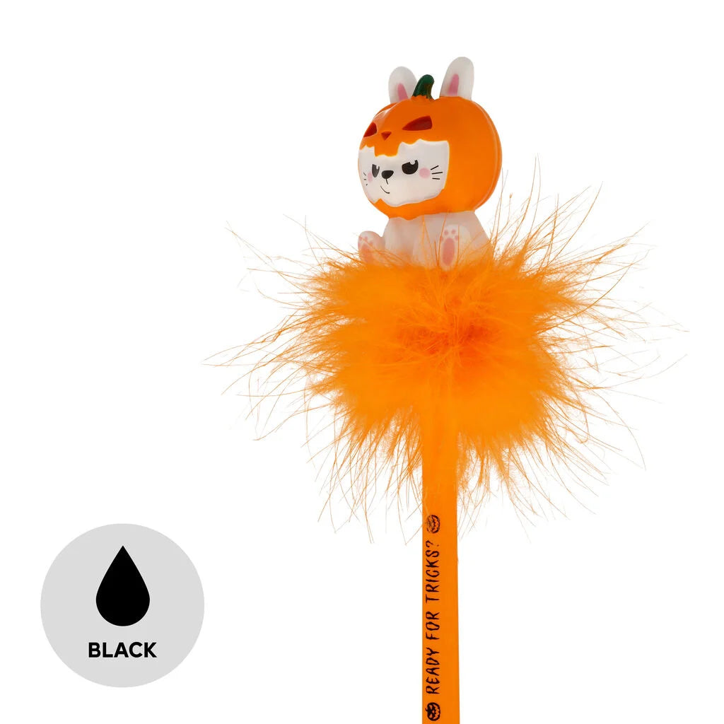 Legami - HALLOWEEN EDITION - Light-Up Gel Pen 0.7mm Black Ink - Writing Is Magic - Pumpkin Bunny