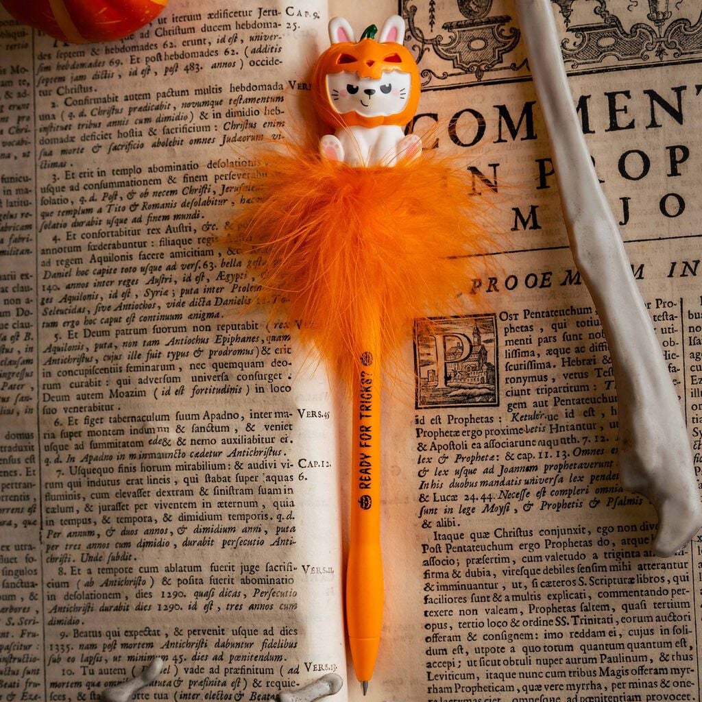 Legami - HALLOWEEN EDITION - Light-Up Gel Pen 0.7mm Black Ink - Writing Is Magic - Pumpkin Bunny