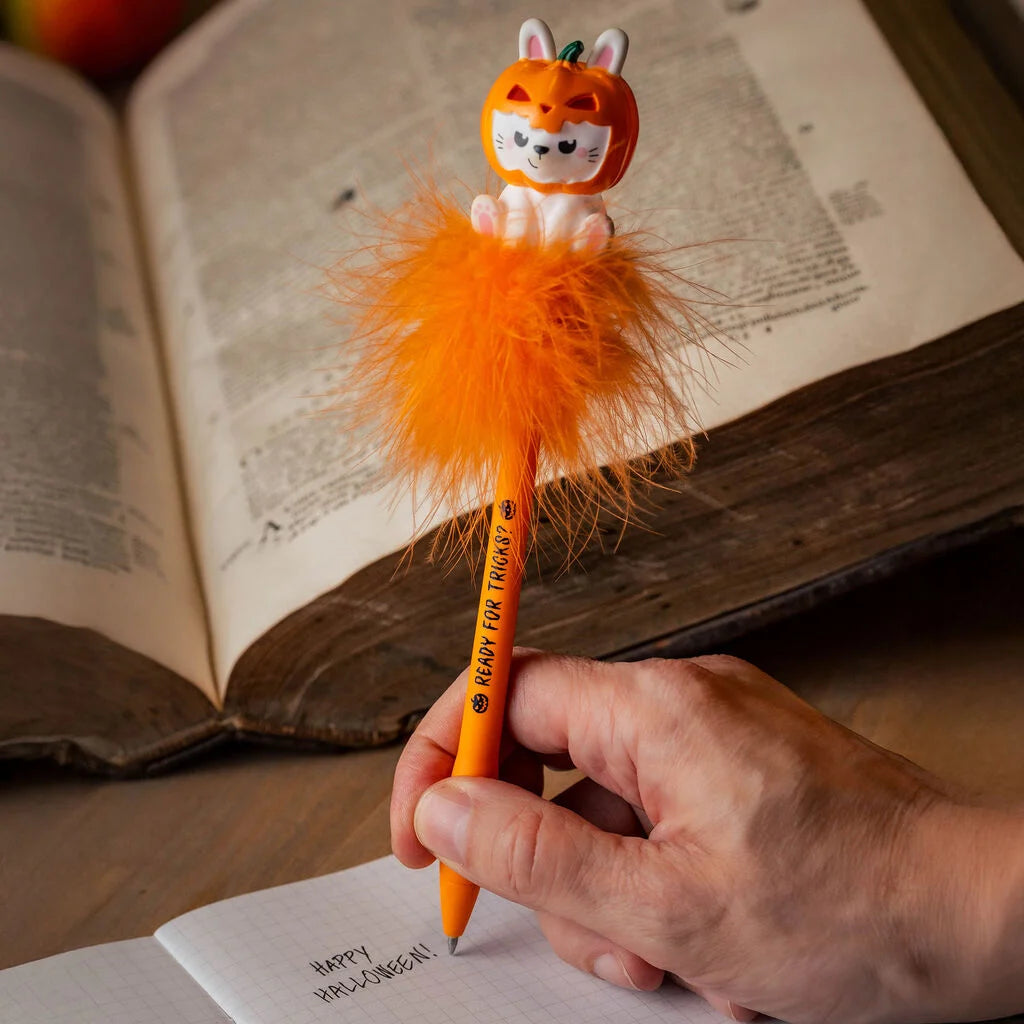 Legami - HALLOWEEN EDITION - Light-Up Gel Pen 0.7mm Black Ink - Writing Is Magic - Pumpkin Bunny