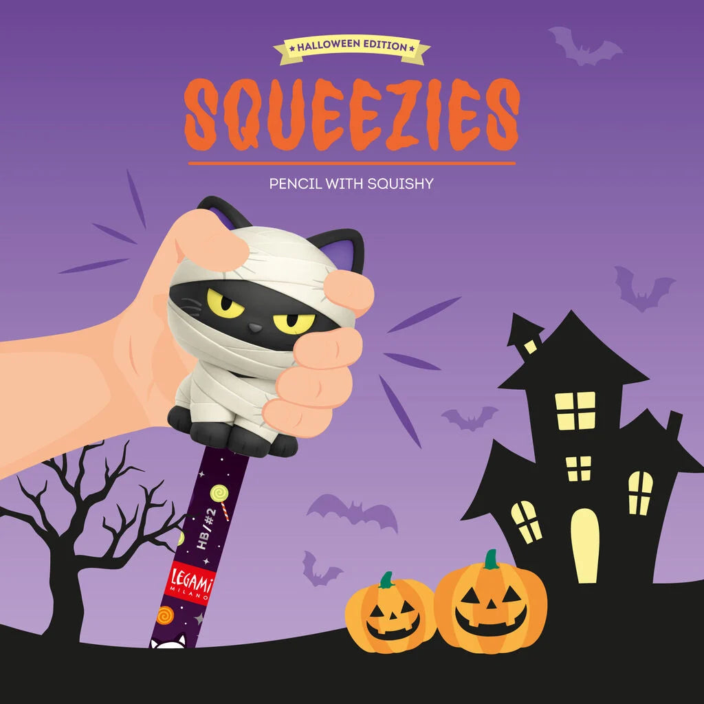 Legami - HALLOWEEN EDITION - Pencil With Halloween Squishy - Squeezies - Mummy Cat / Nine Lives Later