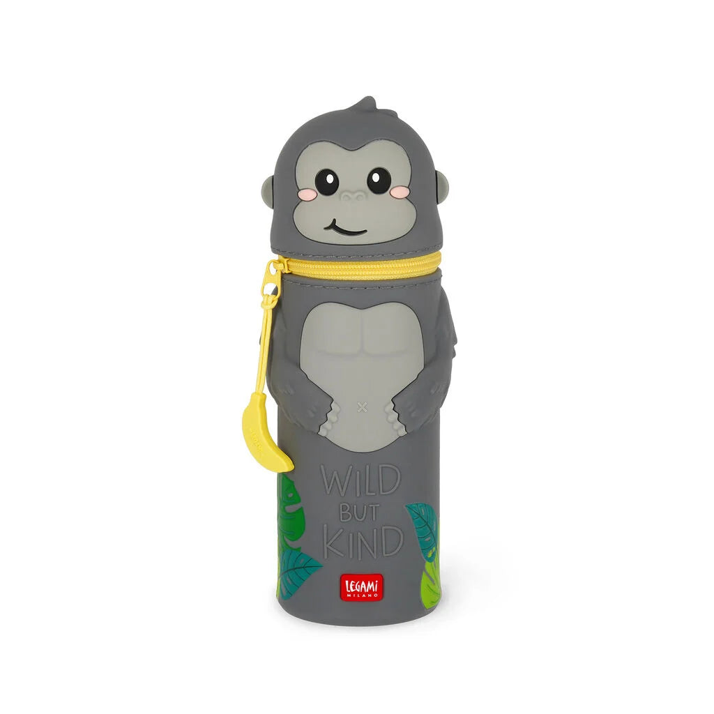 Legami 2-In-1 Silicone Pencil Case - Kawaii - Gorilla "Wild But Kind"