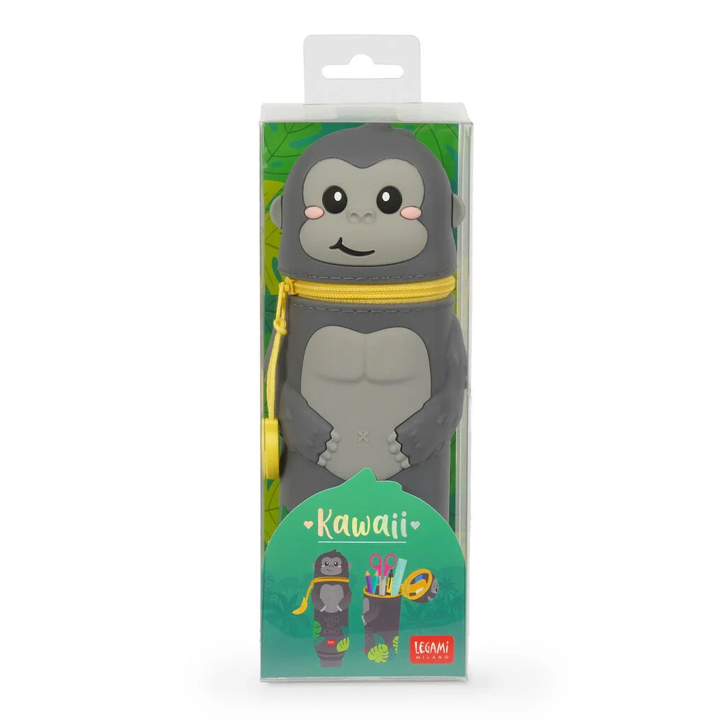 Legami 2-In-1 Silicone Pencil Case - Kawaii - Gorilla "Wild But Kind"