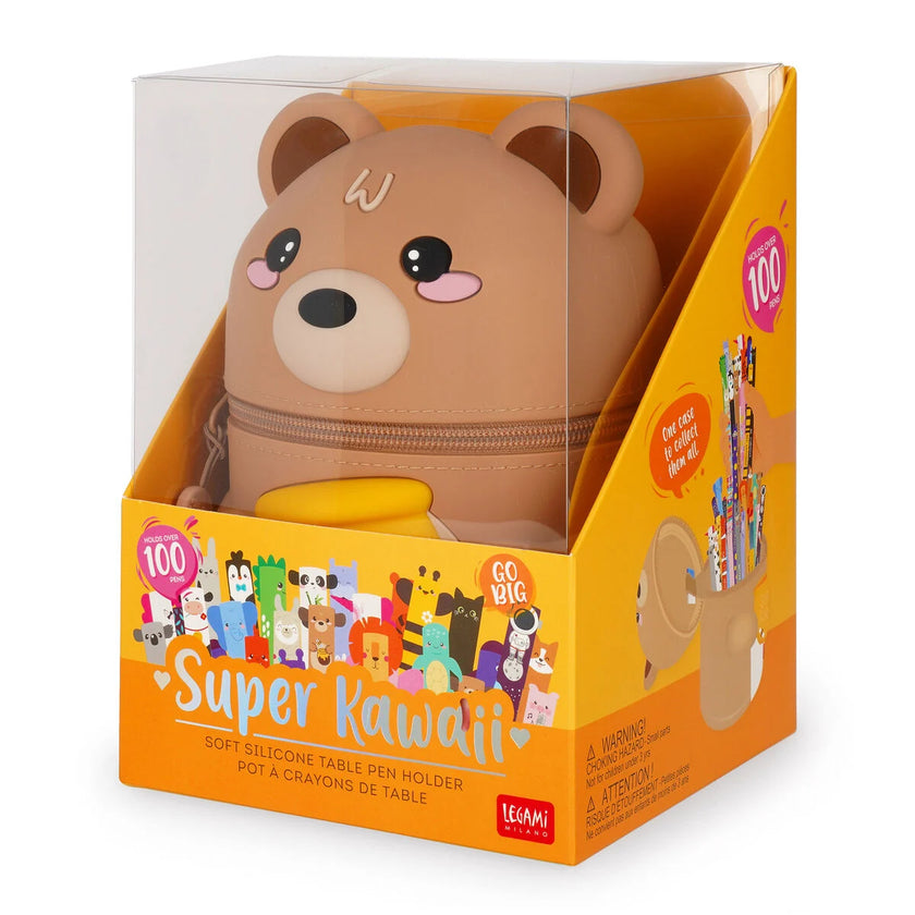 Legami Soft Silicone Table Pen Holder - Super Kawaii - Teddy Bear