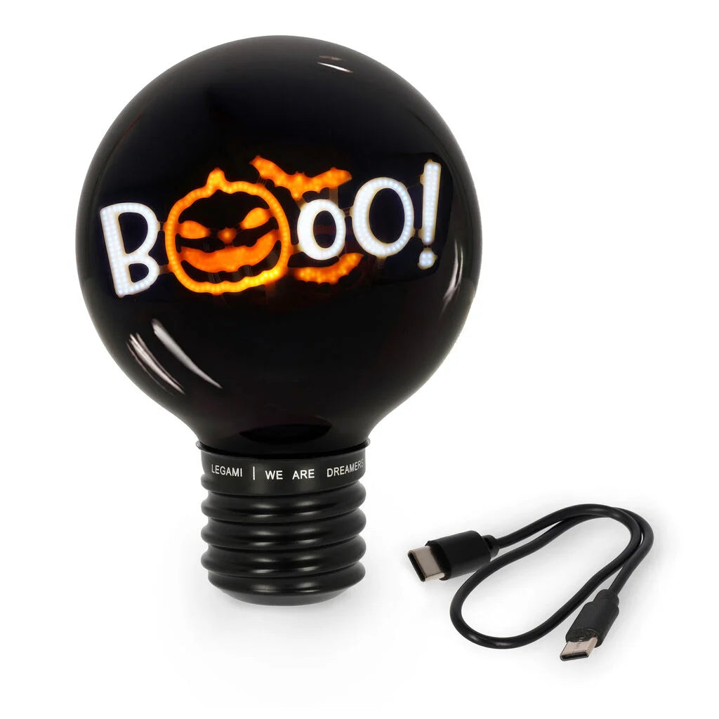 Legami - HALLOWEEN EDITION - Decorative Lightbulb-Shaped Table Lamp - Bulb Fiction XL - Pumpkin Booo