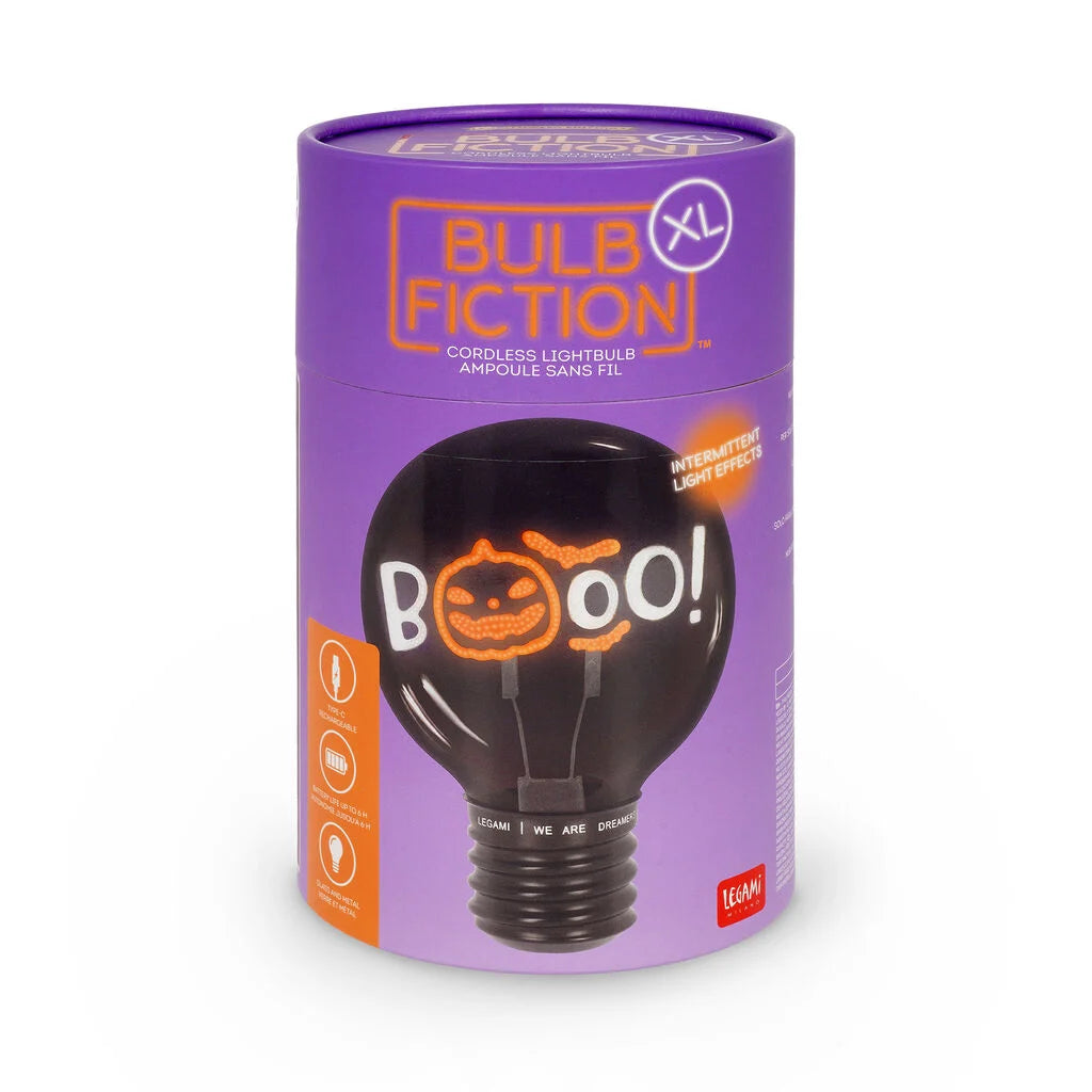 Legami - HALLOWEEN EDITION - Decorative Lightbulb-Shaped Table Lamp - Bulb Fiction XL - Pumpkin Booo