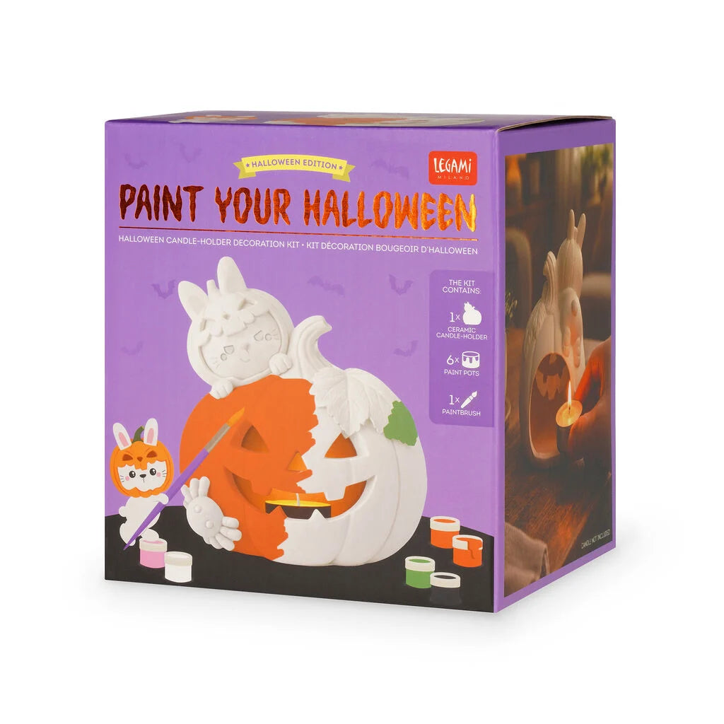 Legami - HALLOWEEN EDITION - Halloween Candle-Holder Decoration Kit - Paint Your Halloween - Bunny