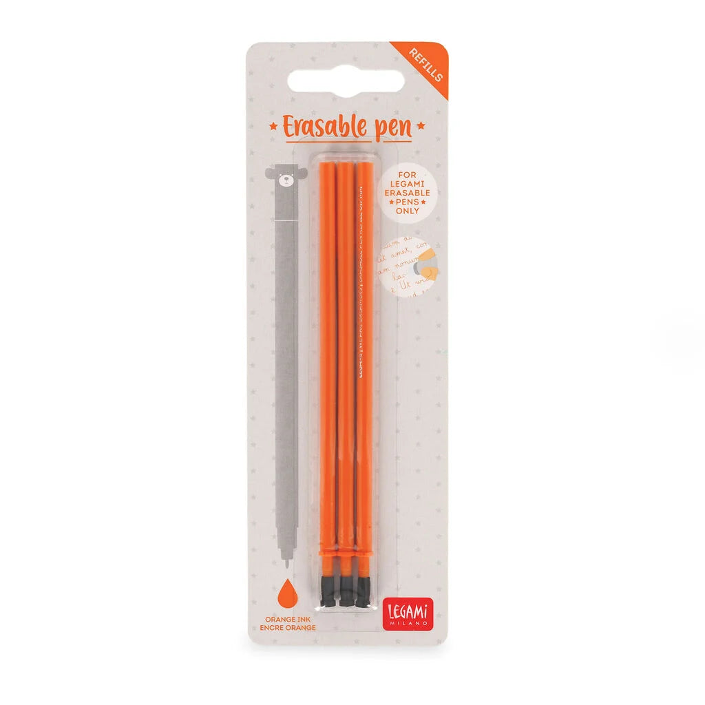 Legami Erasable Gel Pen Refill A Pack Of 3pcs - Orange Ink