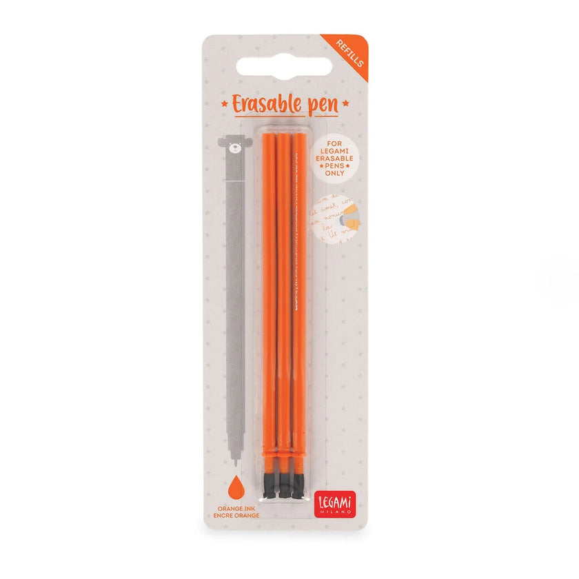 Legami Erasable Gel Pen Refill A Pack Of 3pcs - Orange Ink