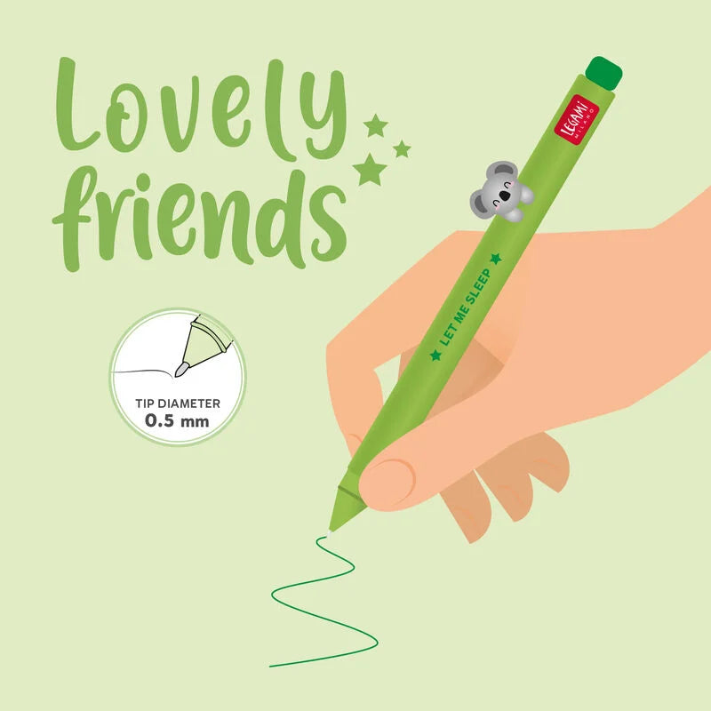 Legami Lovely Friends Gel Pen 0.5mm Green Ink - Koala