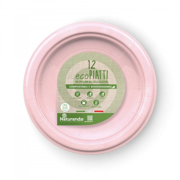 Biodegradable Plates 18cm x10pcs - Pastel Pink