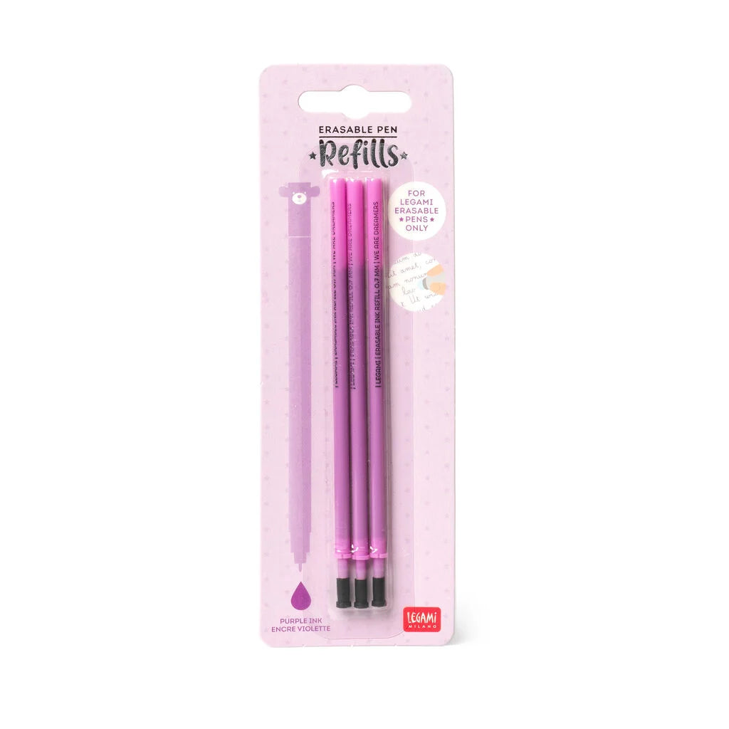 Legami Erasable Gel Pen Refill A Pack Of 3pcs - Purple Ink