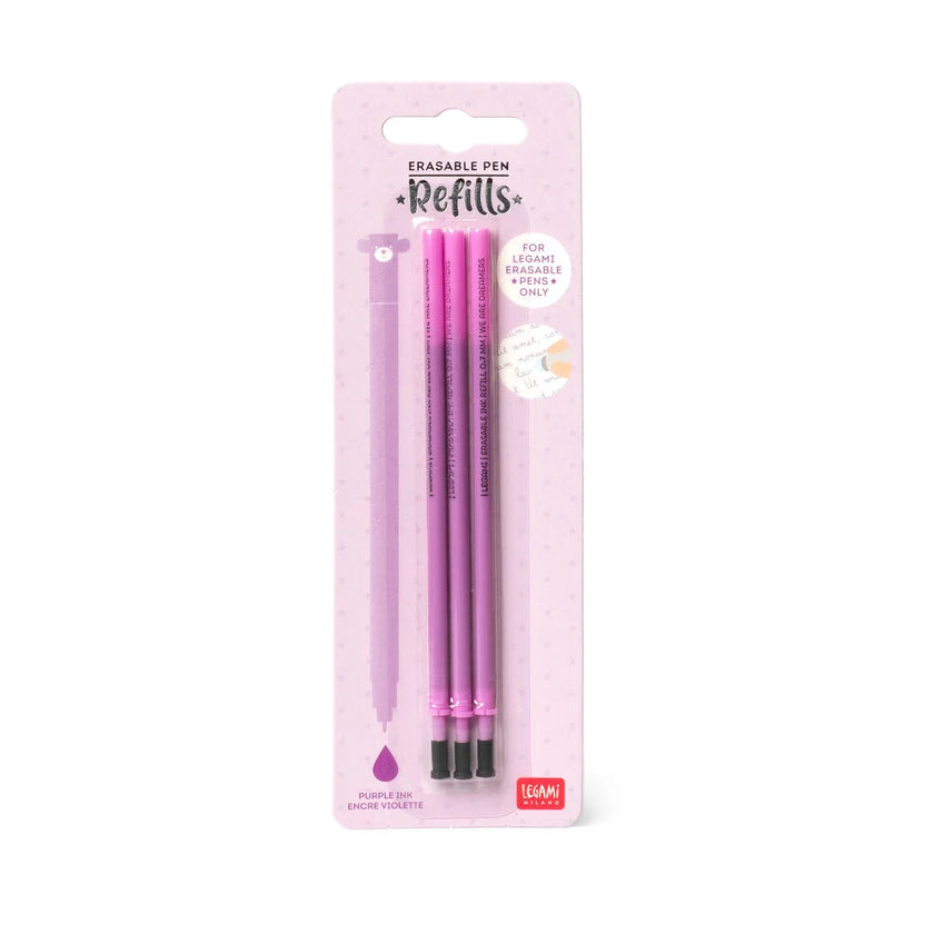 Legami Erasable Gel Pen Refill A Pack Of 3pcs - Purple Ink