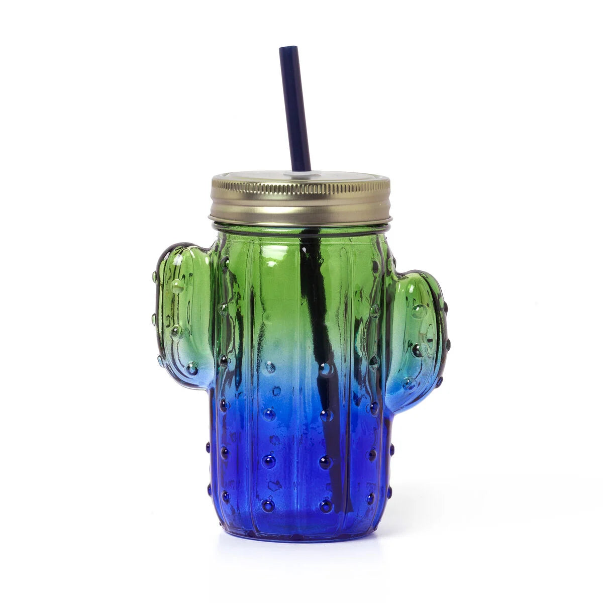 Legami Drinking Jar With Lid And Straw 350ml - Cactus "Cheers"
