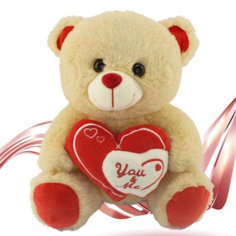 Plush Valentine's Brown Teddy Bear With Heart 22cm