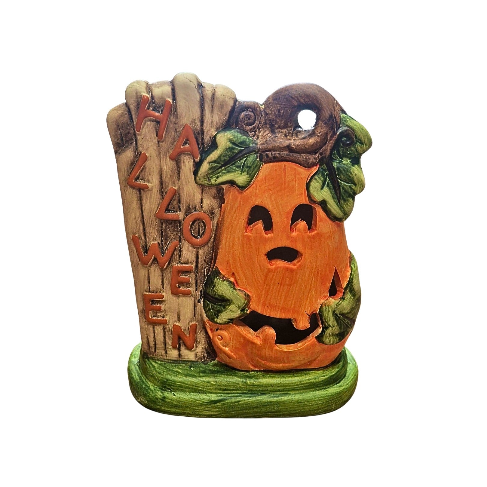 Halloween Pumpkin & Plank with Lights 15.5cm