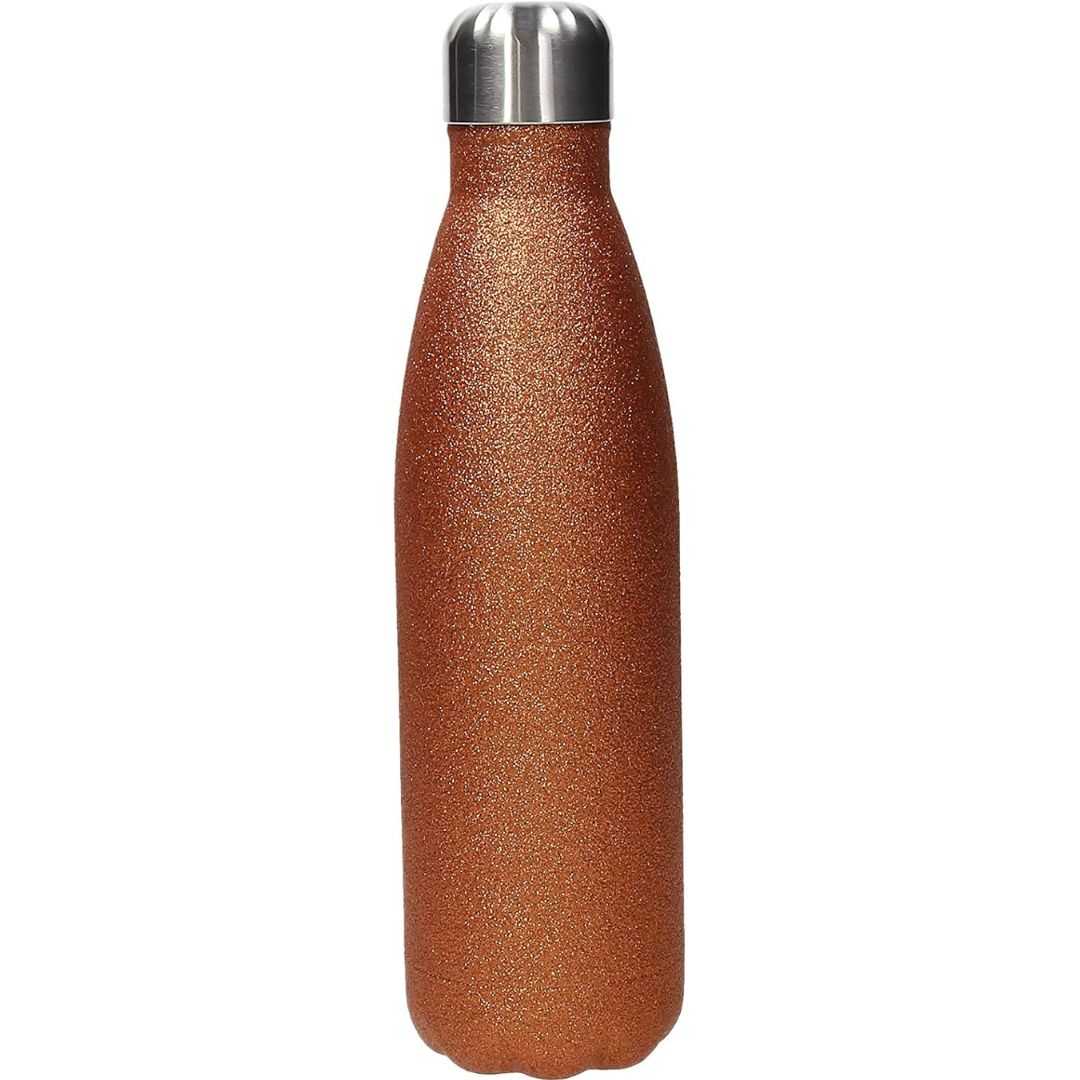 Natural Love Stainless Steel Bottle With Double Wall 500ml - Glitter Orange