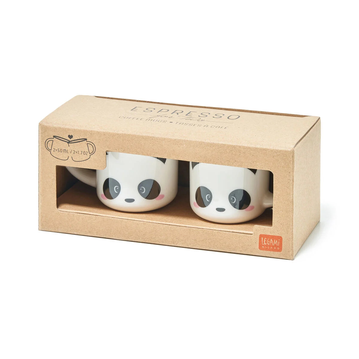 Legami Coffee Mugs A Set Of 2pcs - Espresso For Two - Panda