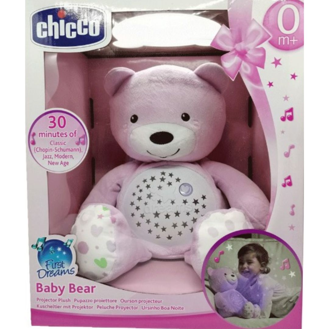 Chicco First Dreams Projector Plush - Baby Bear Pink +0m