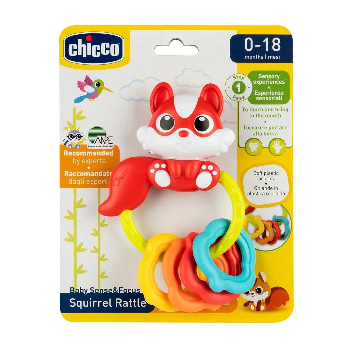 Chicco - Baby Sense & Focus - Squirrel Rattle 0-18m