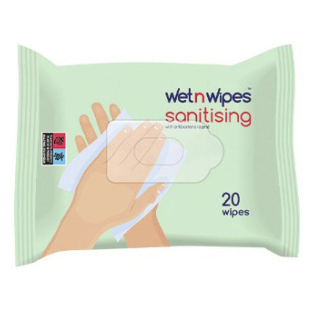 Sanitising With Antibacterial Agent Wipes +/-5% A Pack Of 20pcs