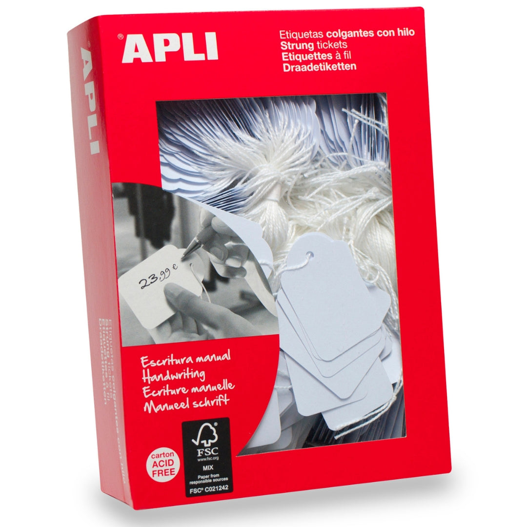 Apli Handwriting Strung Tickets - White - 28 x 43mm