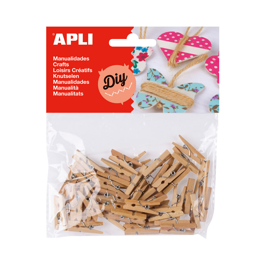 Apli Kids Mini Wooden Craft Clips Natural A Pack Of 45pcs